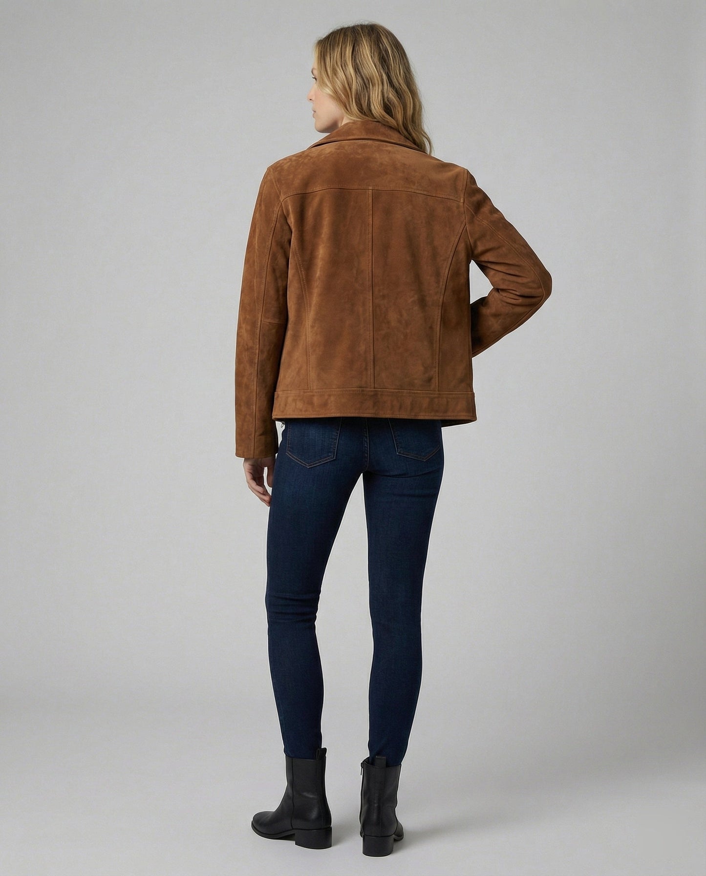 Damen Lederjacke Wildleder Revers Modern