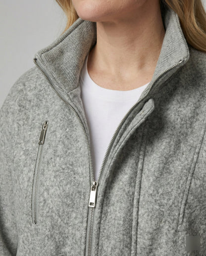 Damen Wollmix-Übergangsjacke Weit Stehkragen Reißverschlusstaschen