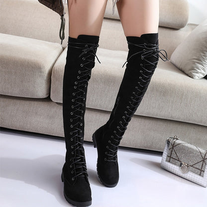Damen Knie Stiefel Bequem