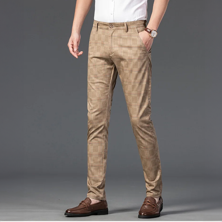Herren Slimfit Hosen Kariert Elegant