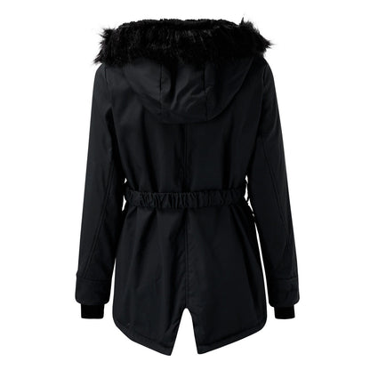 Damen Winterjacke Lang Warme Kapuzenjacke