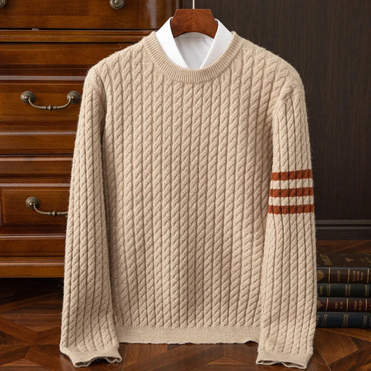 Herren Zopfstrick Pullover Wollmischung Warm - Norvielle