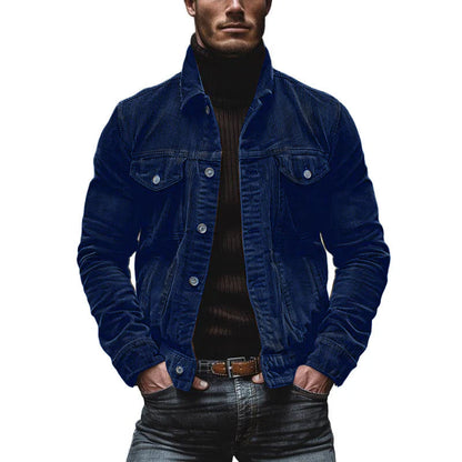 Herren Lederjacke Einreiher Vintage Stil Leder