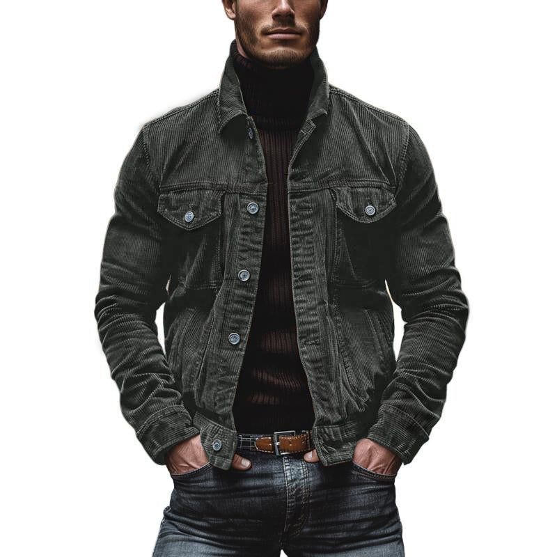 Herren Lederjacke Einreiher Vintage Stil Leder