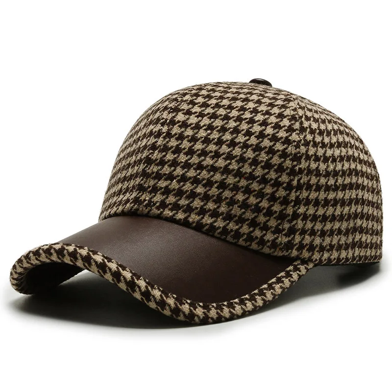 Herren Leder Mütze Elegant Schwarz - Norvielle