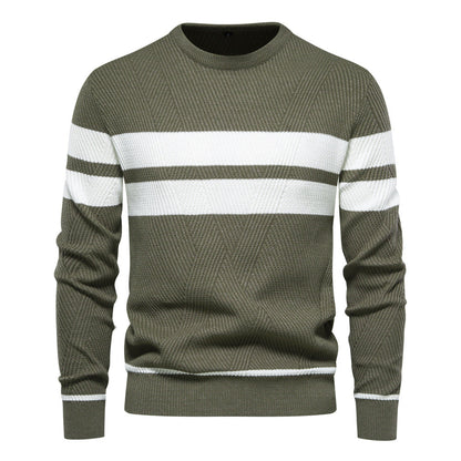 Herren Pullover Rundhals Streifen Klassisch