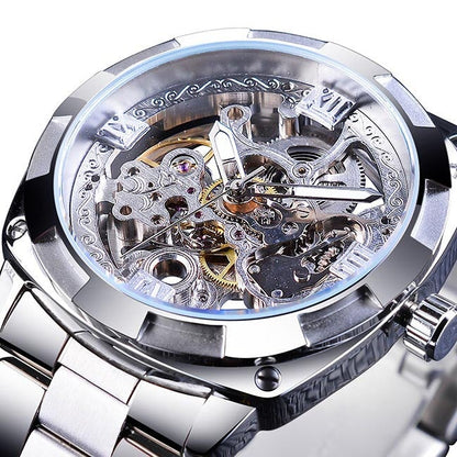 Herrenuhr Edelstahl Transparentes Zifferblatt