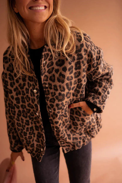 Damen Leopardjacke Glamour Stil