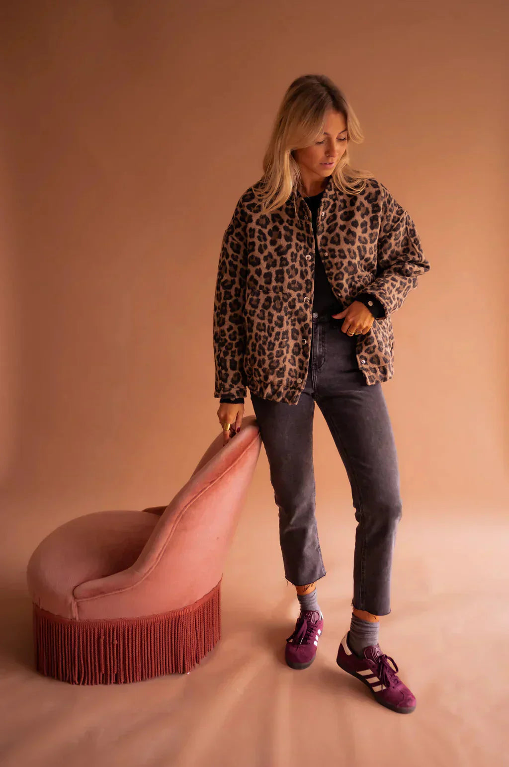 Damen Leopardjacke Glamour Stil