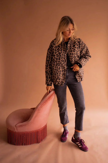 Damen Leopardjacke Glamour Stil