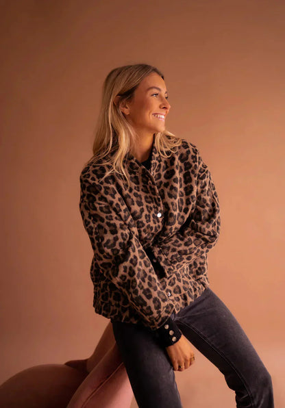 Damen Leopardjacke Glamour Stil