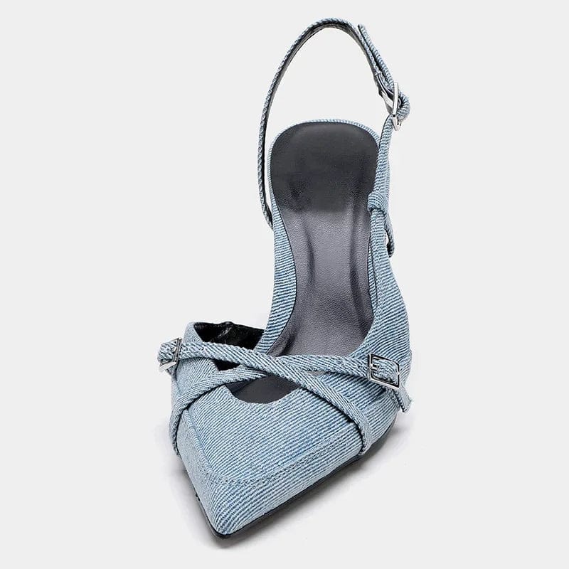 Damen Pumps Blau High Heel Spitze Schuhe