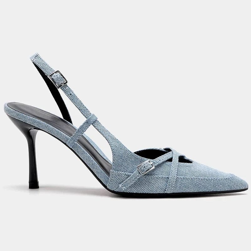 Damen Pumps Blau High Heel Spitze Schuhe