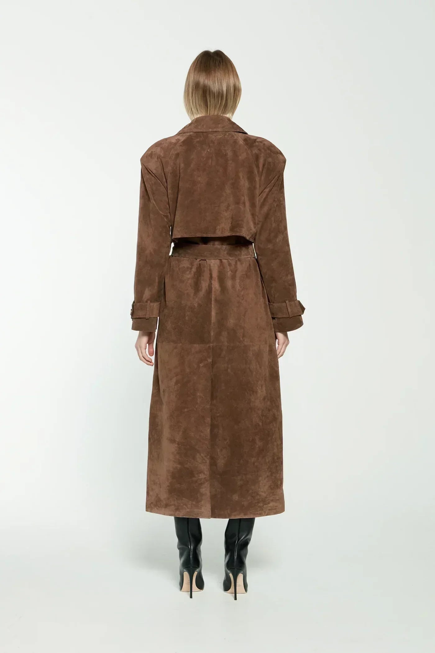 Damen Trenchcoat Wildleder Lang