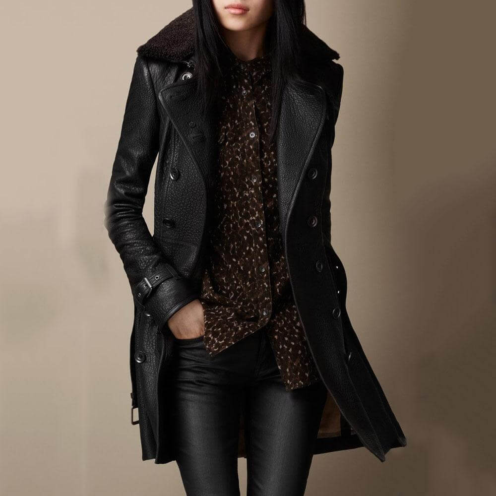 Damen Trenchcoat Doppelreihig Eleganter Langmantel - Norvielle