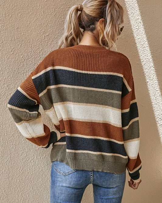 Weicher Damen Oversize Pullover Gestreift Groß