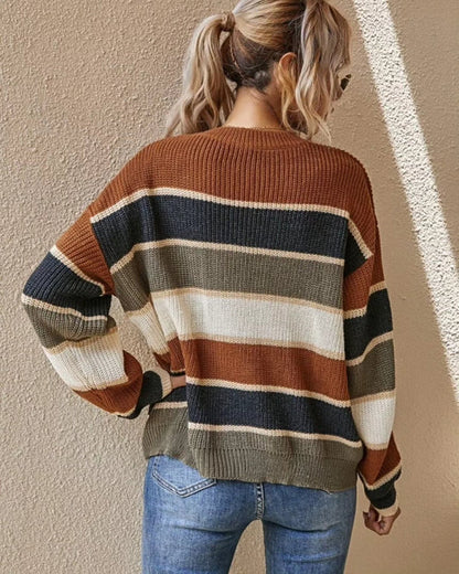 Weicher Damen Oversize Pullover Gestreift Groß