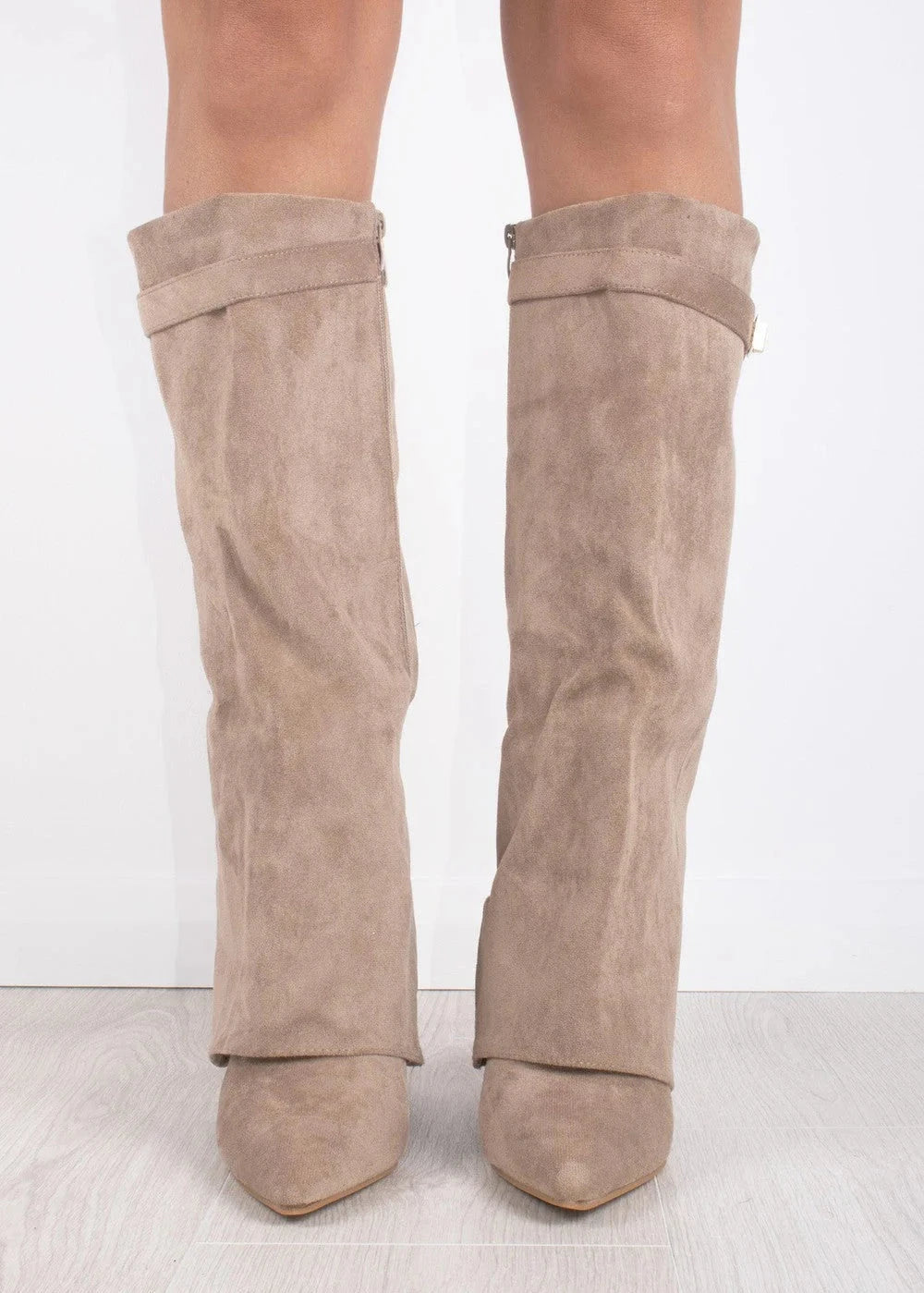 Damen Kniehohe Stiefel Spitz Zeh Gerader Schaft