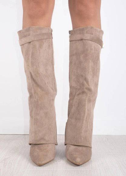 Damen Kniehohe Stiefel Spitz Zeh Gerader Schaft