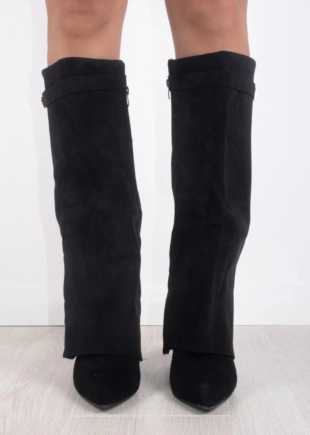Damen Kniehohe Stiefel Spitz Zeh Gerader Schaft