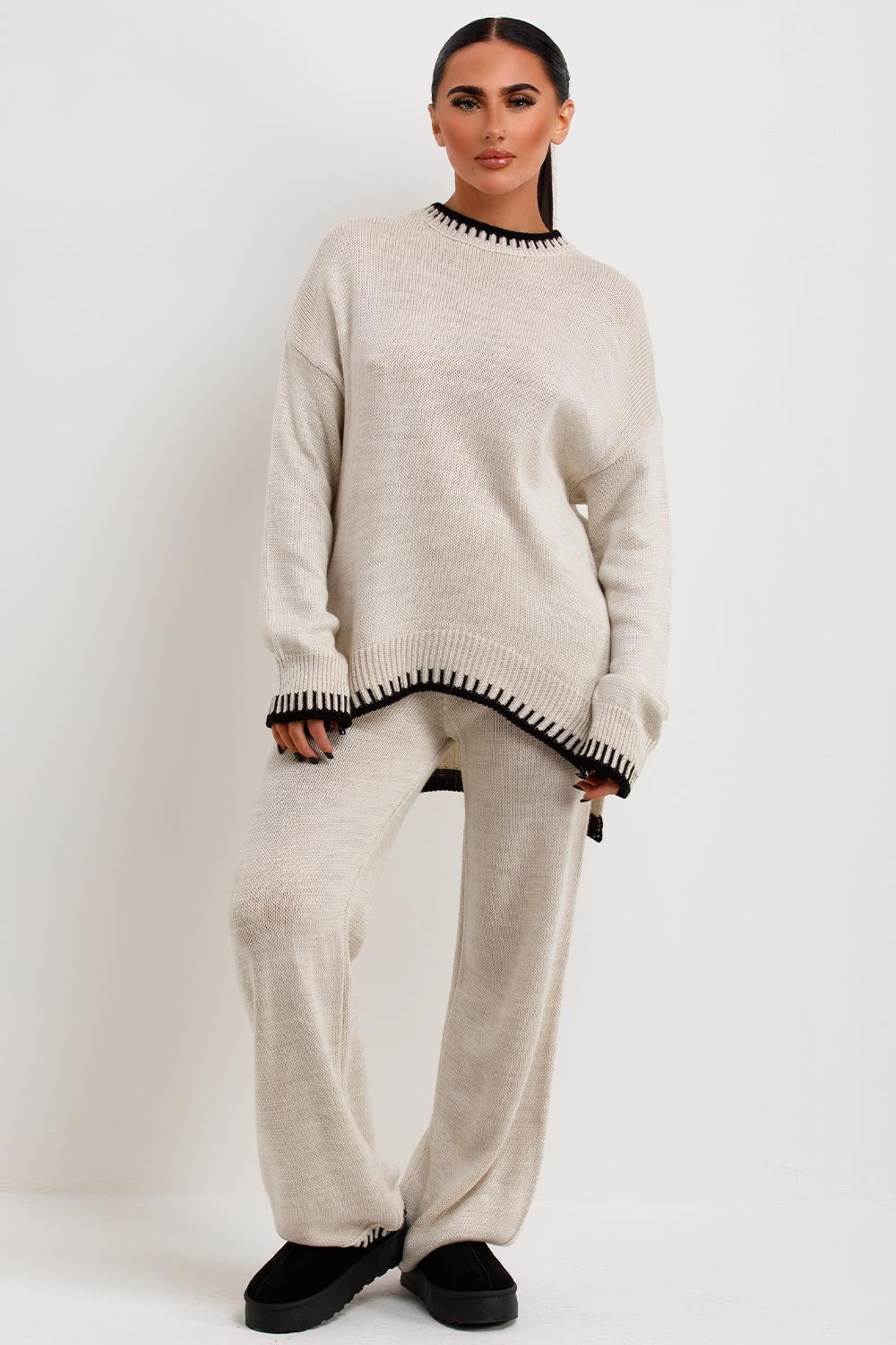 Damen Lounge Set Strick Zweiteiler Warm - Norvielle