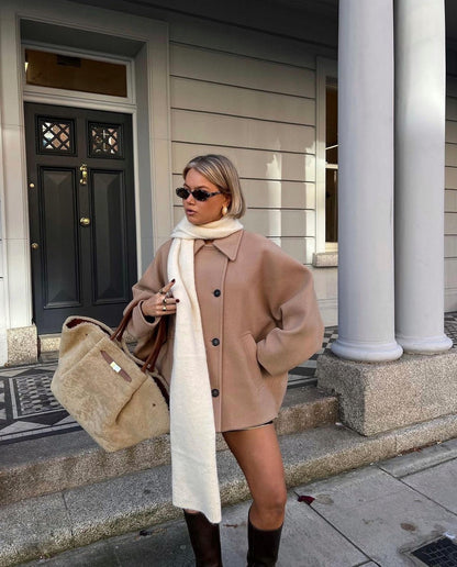 Damen Wintermantel Oversized Geschnürt Warm