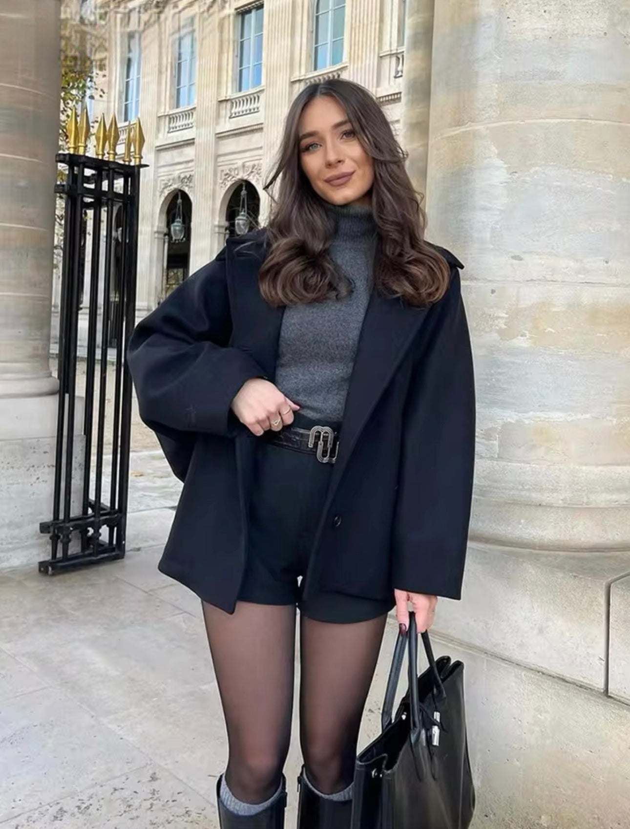 Damen Wintermantel Oversized Geschnürt Warm