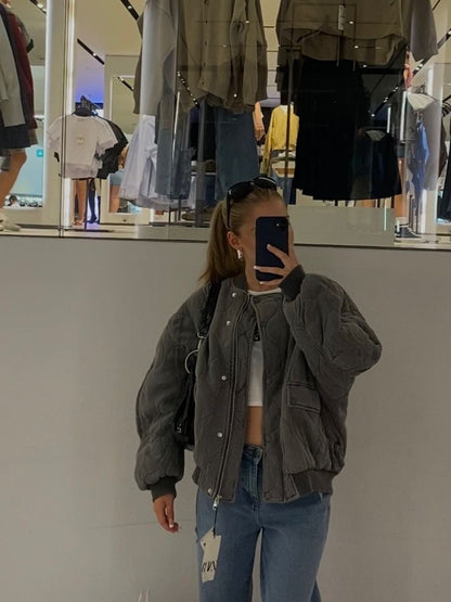 Damen Gesteppte Oversized Bomberjacke Quilted