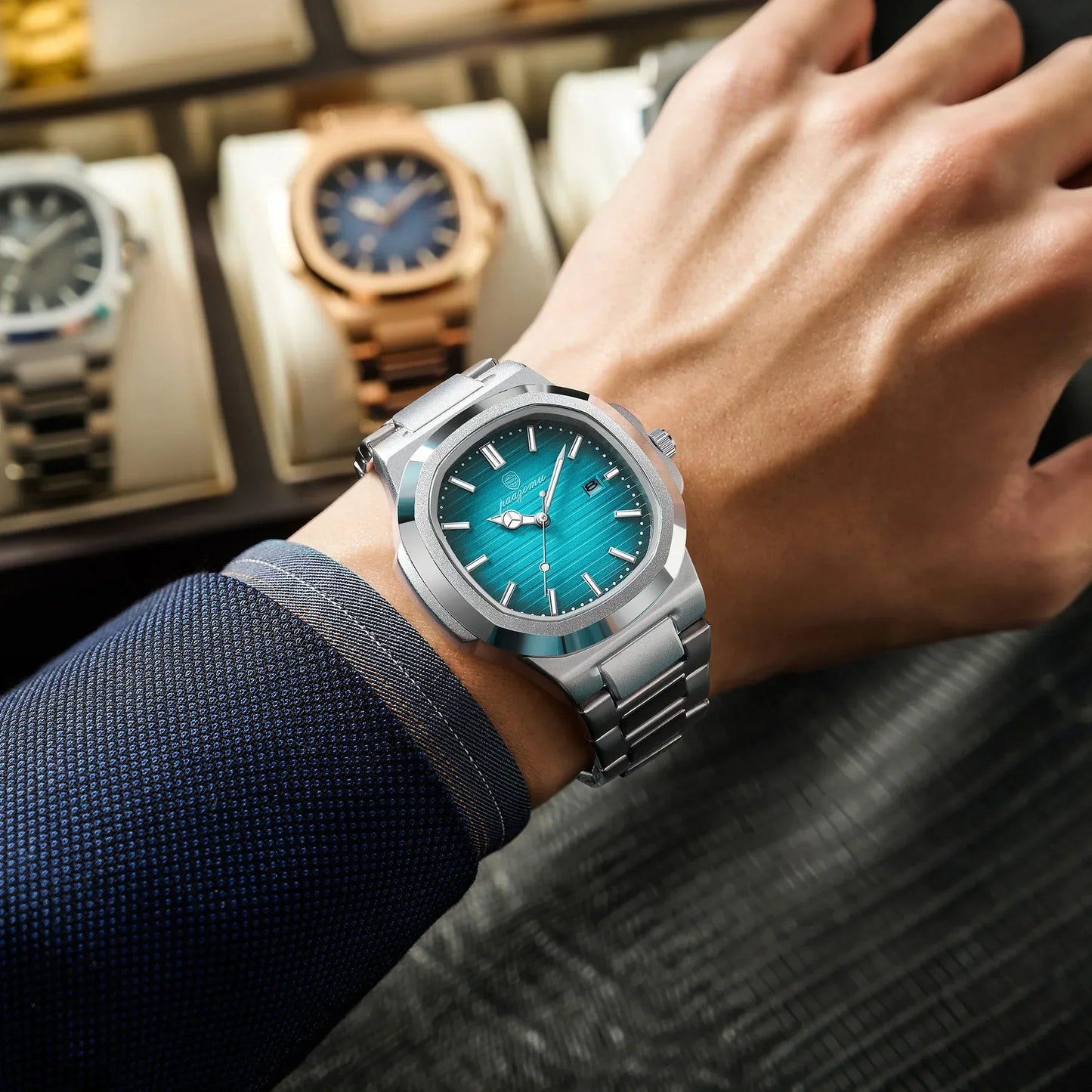 Herren Edelstahl Armbanduhr Slim Elegant