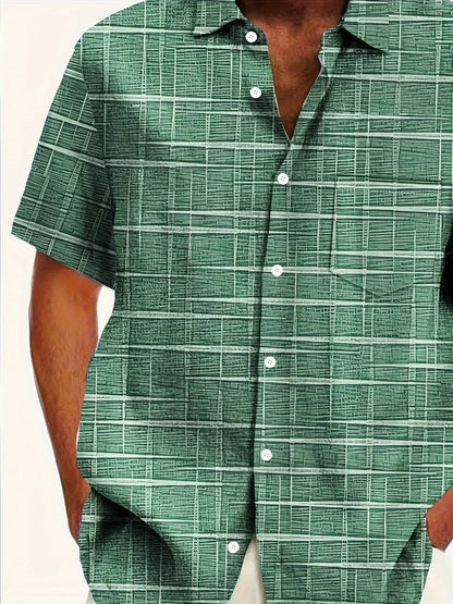 Herren Kariertes Kurzarmhemd Büroshirt Modern