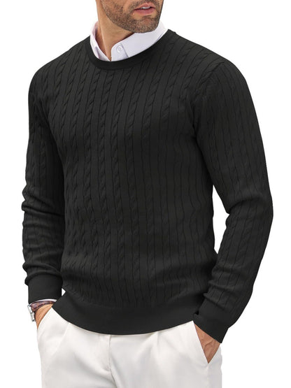 Herren Slim-Fit Pullover Feinstrick Rundhals
