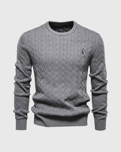 Herren Strickpullover Zopfmuster Baumwolle Bequem