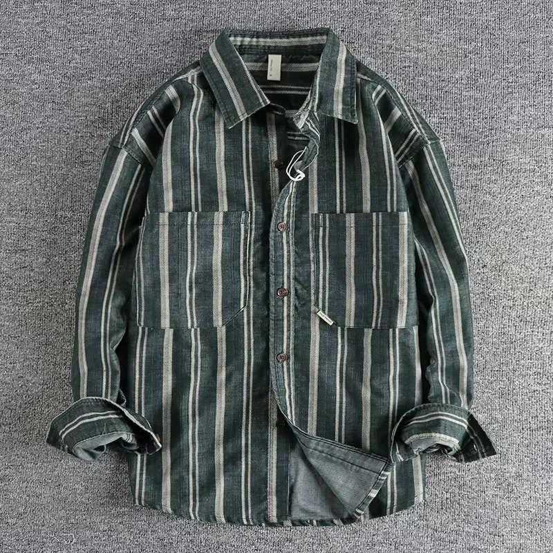 Herren Freizeithemd Streifen Blau-
