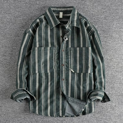 Herren Freizeithemd Streifen Blau-