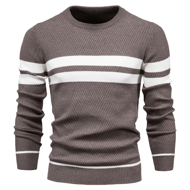 Herren Pullover Rundhals Streifen Klassisch