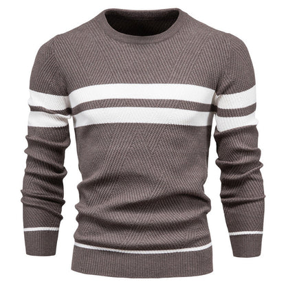 Herren Pullover Rundhals Streifen Klassisch