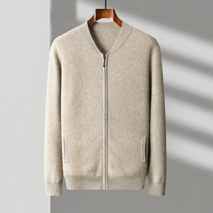 Herren Strickjacke Wollwarm mit Reißverschluss