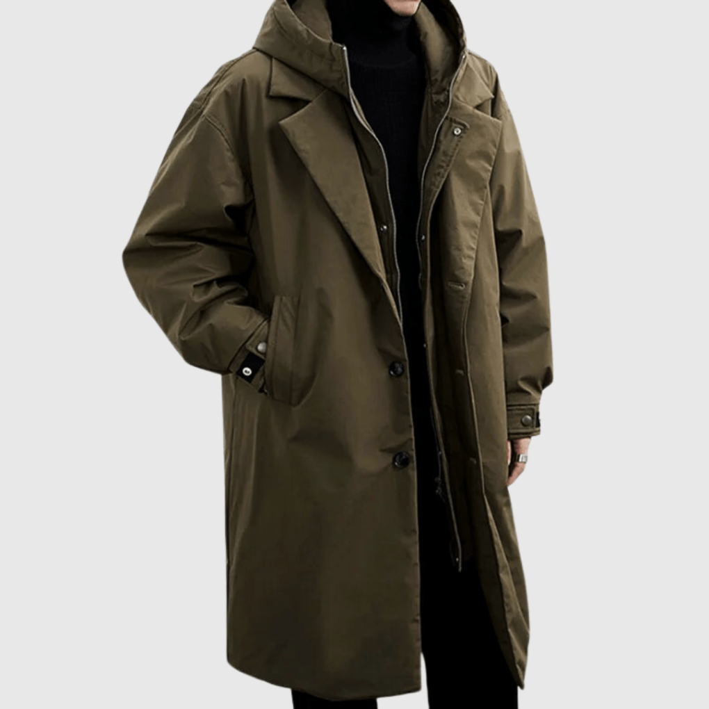 Herren Regenjacke Lang Wasserfest Mit Kapuze Leicht - Norvielle