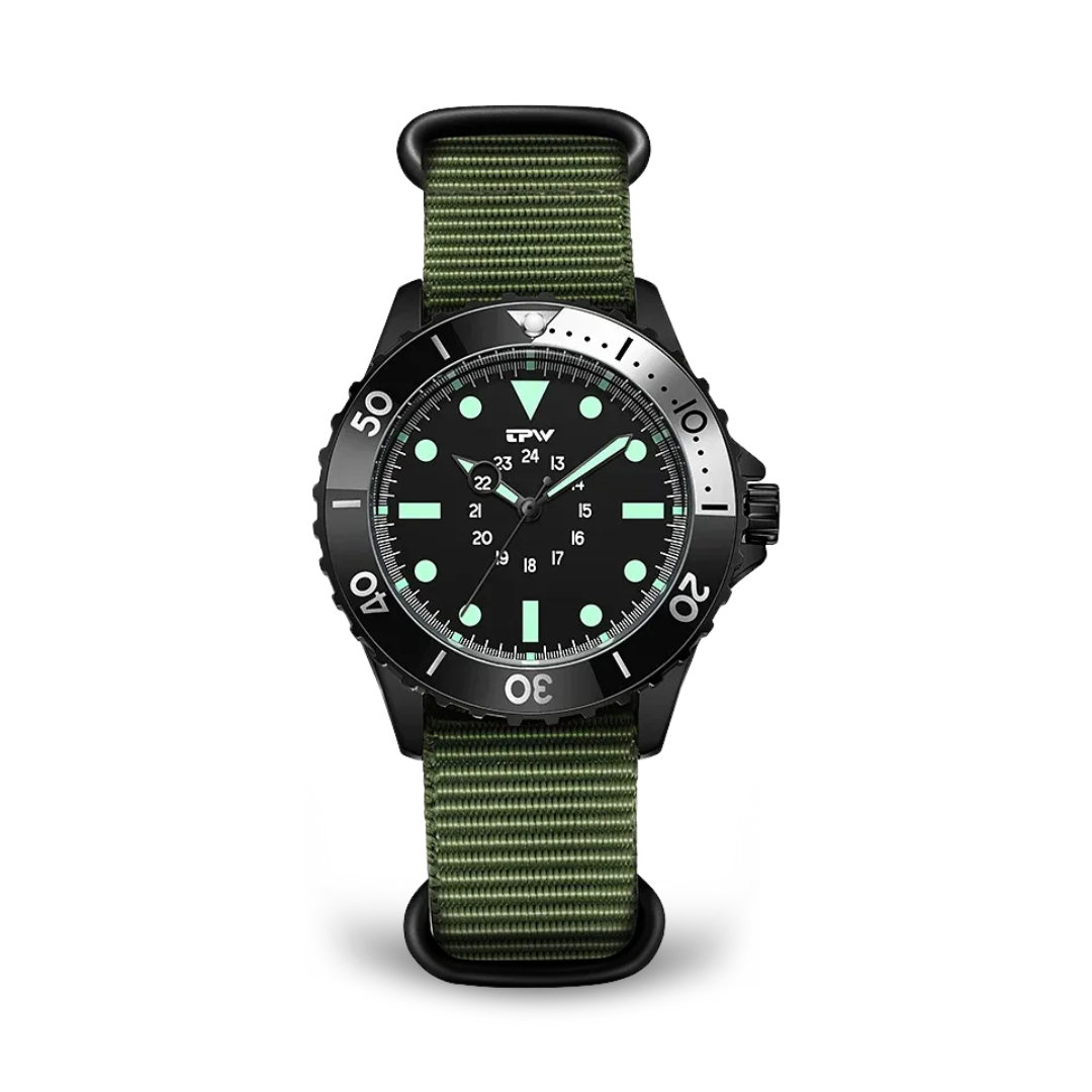 Herren Taucheruhr Militärstyling Wasserdicht Schwarz - Norvielle