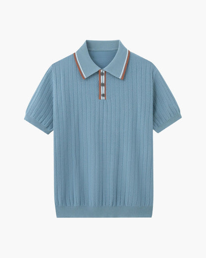Herren Poloshirt Strick Modern Kontrastkragen