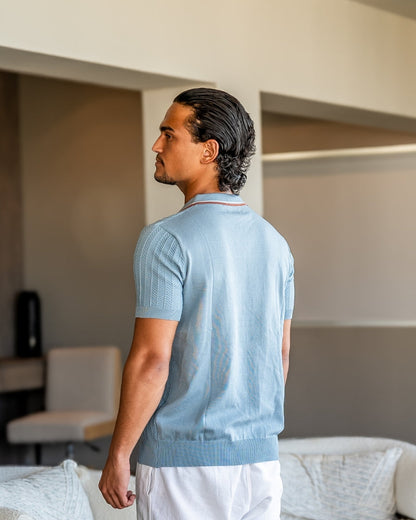 Herren Poloshirt Strick Modern Kontrastkragen