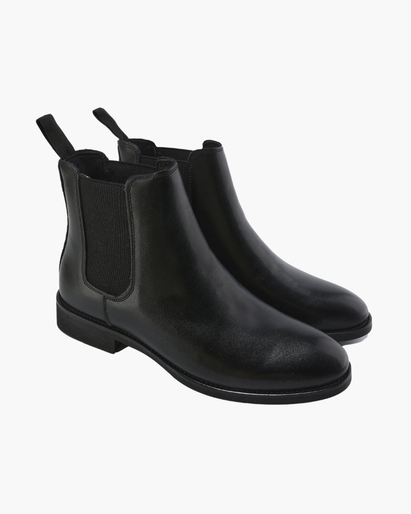 Herren Chelsea Stiefel Leder Schwarz Klassisch - Norvielle
