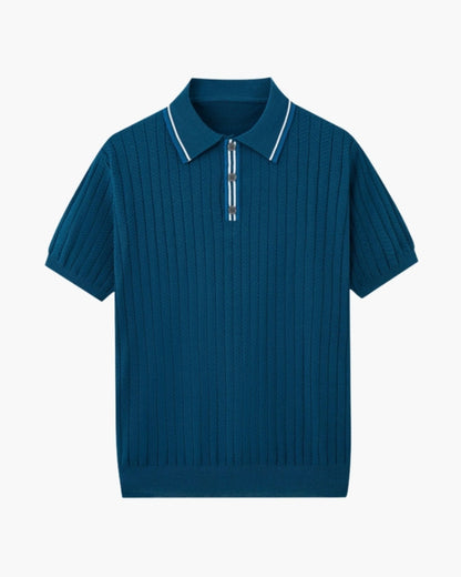 Herren Poloshirt Strick Modern Kontrastkragen