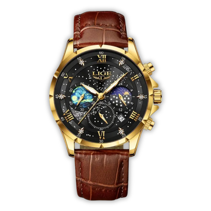 Herren Armbanduhr Mondphase Edelstahl