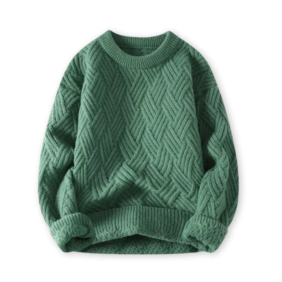 Herren Pullover Wollmischung Klassisch Zopfmuster Warm
