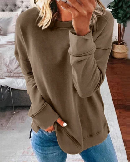 Damen Sweatshirt Weich Bequem Grau
