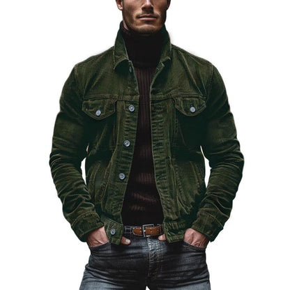 Herren Lederjacke Einreiher Vintage Stil Leder
