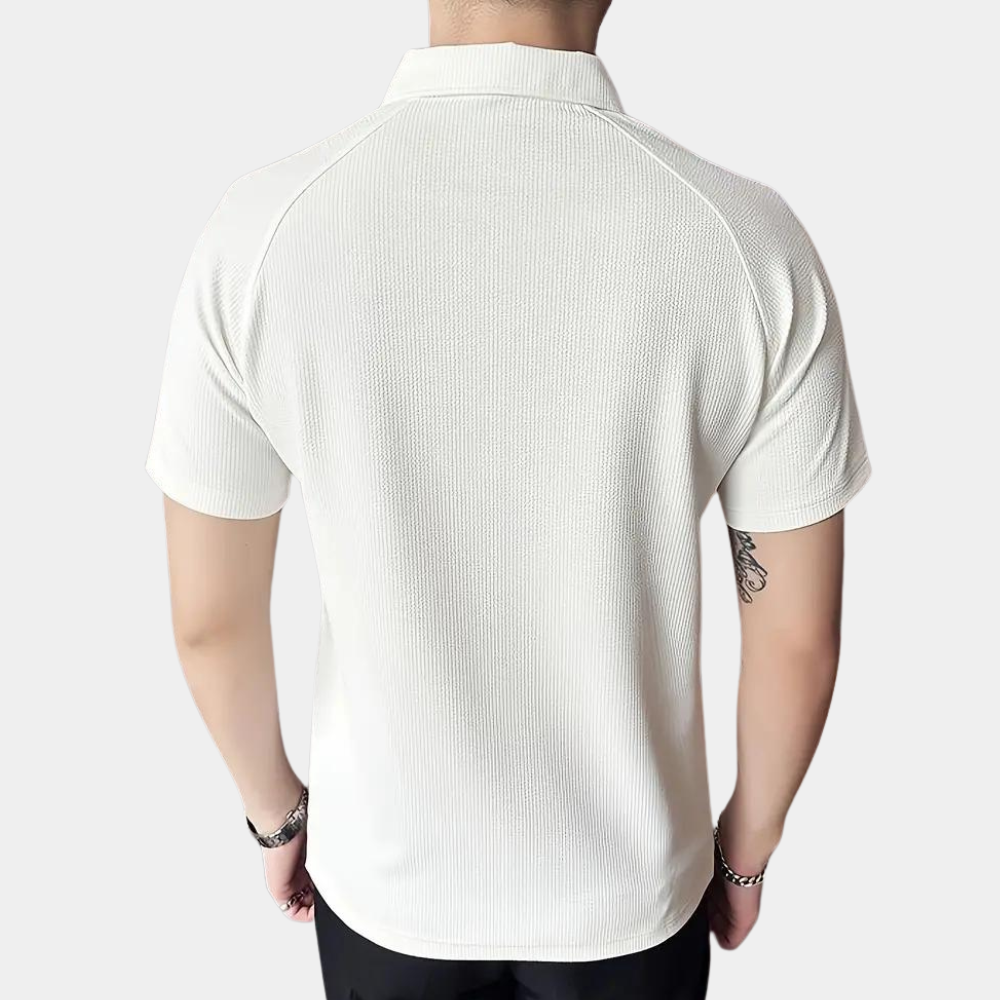 Herren Poloshirt aus Baumwolle Reißverschluss Elegant Blau