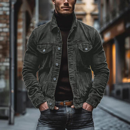 Herren Lederjacke Einreiher Vintage Stil Leder