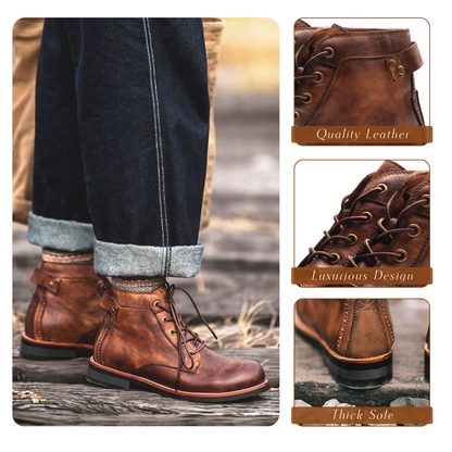 Herren Lederstiefel Klassisch Braun